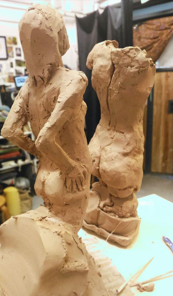 Clay sculpture, upper torso study